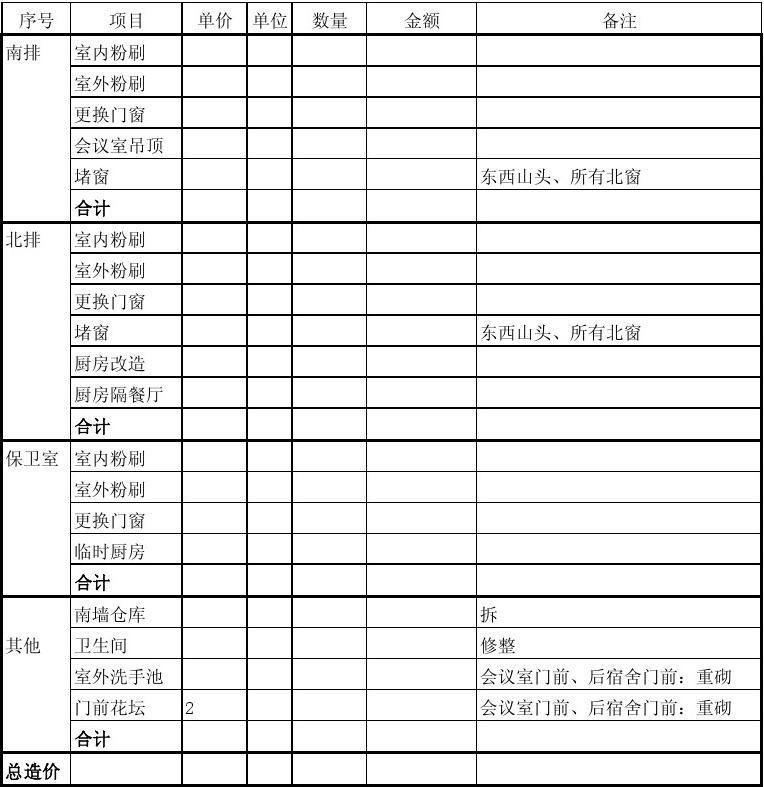 房屋九游体育合同预算_园林绿化预算定额表_房屋修缮九游体育预算表