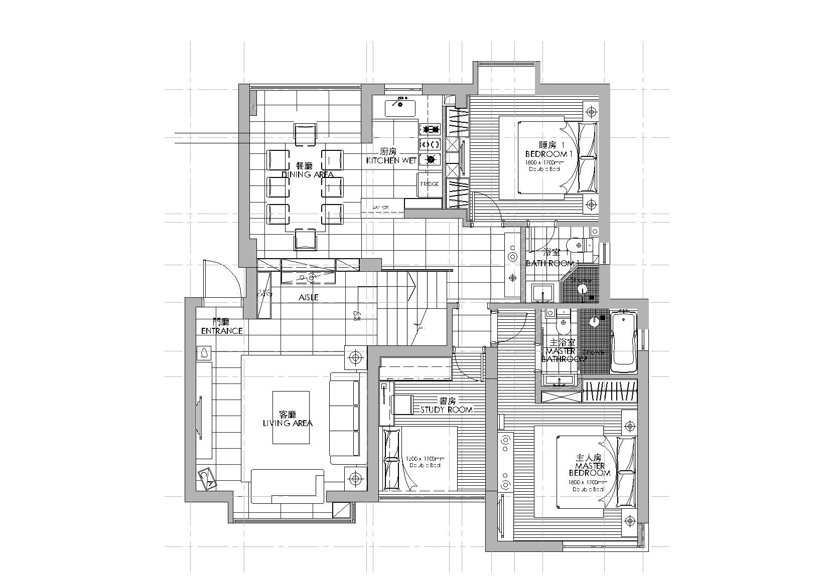 [福建]铭筑-厦门郑女士样板间CAD施工图+效果图