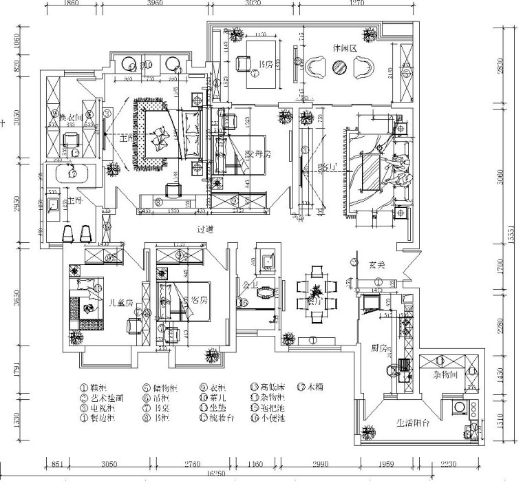 180㎡新中式佛系住宅施工图设计（附高清效果图）