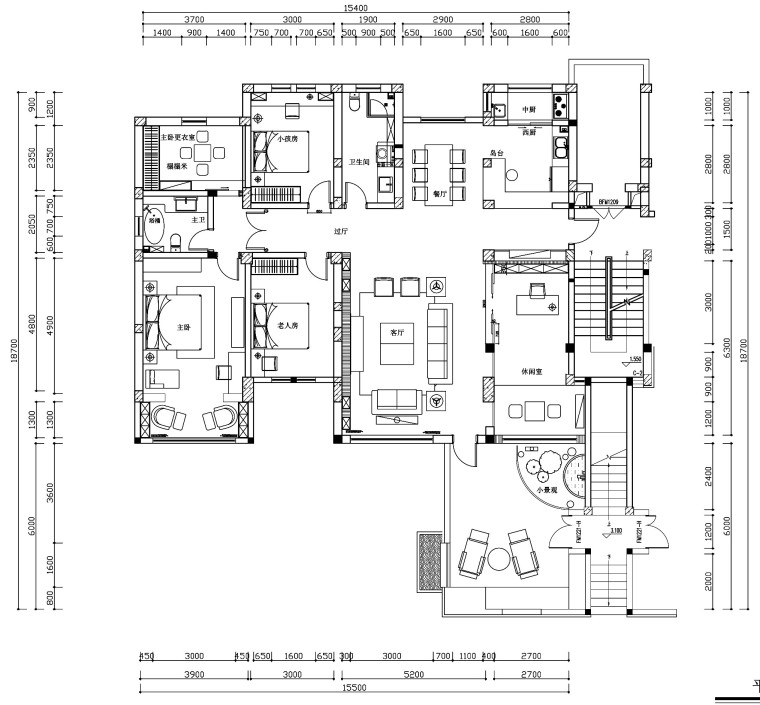 [杭州]新中式四居室施工图设计（附3D模型+高清效果图）