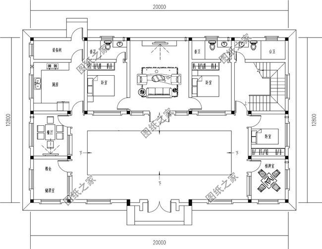 高端二层新中式四合院别墅设计图，含全套CAD施工图