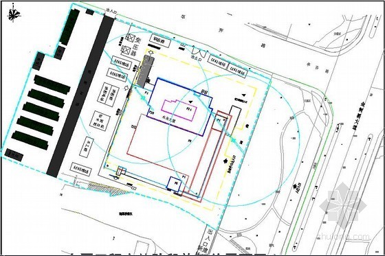 [浙江]综合办公楼施工现场平面布置图（基础 主体 装饰）