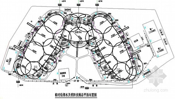 会展中心施工现场平面布置图（主体、九游体育、临建、临电等）