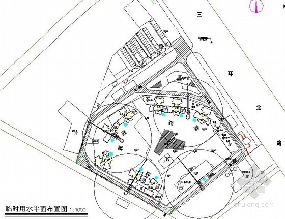 [福建]住宅小区施工现场平面布置图（主体九游体育临水临电）