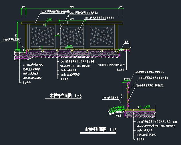 木栏杆节点详图