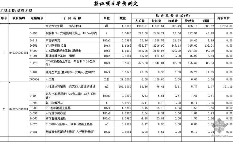 江苏省某道路工程竣工结算书