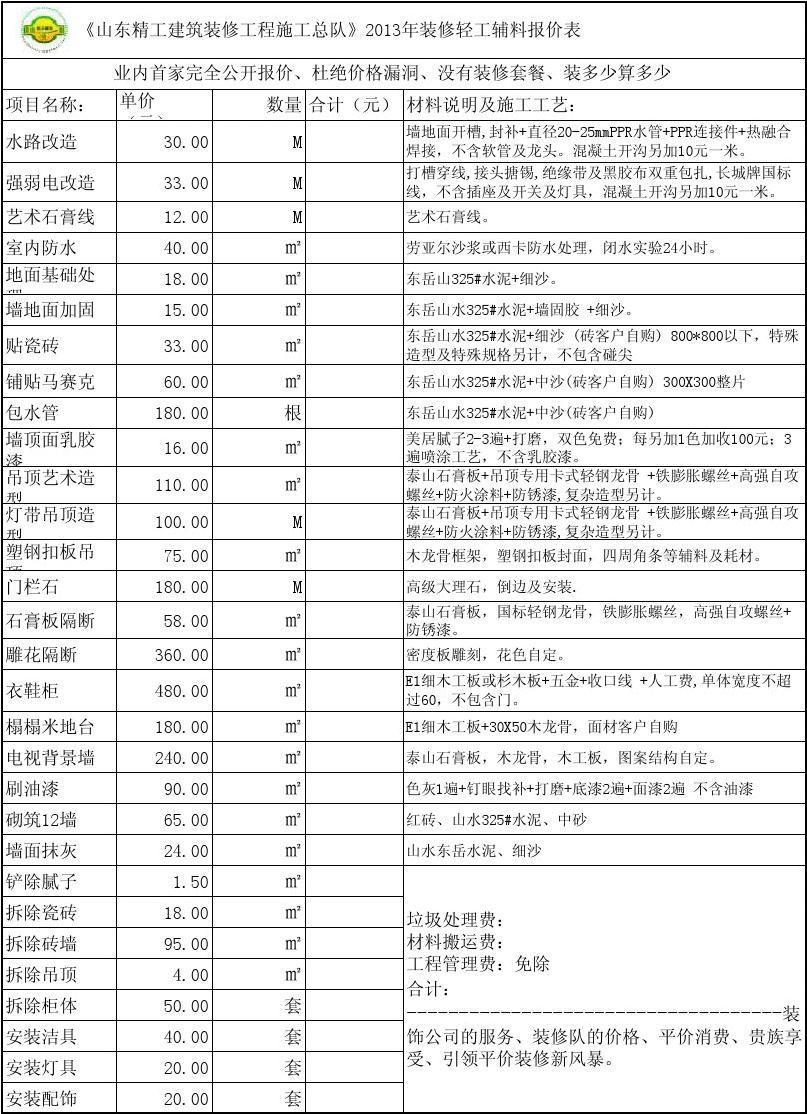 木工九游体育报价单明细表_东莞九游体育明细报价_九游体育明细报价清单表格