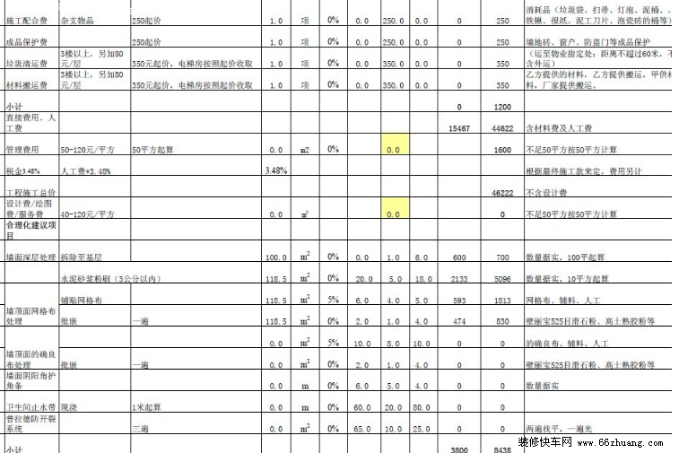 新房基础九游体育报价表