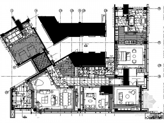 [深圳]五星级奢华商务酒店顶级总统套房室内设计cad施工图