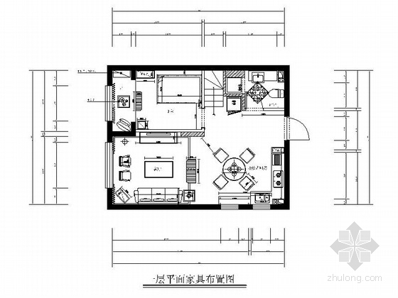 [内蒙古]田园法式乡村小型LOFT家装CAD施工图（含实景照片）