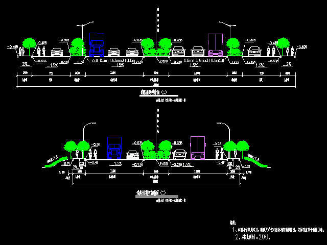 55米宽市政道路工程施工图设计全套236张CAD（含地道，箱涵，排水照明交通监控）