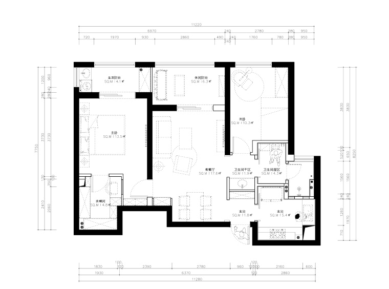 绿地金融城两居室样板房室内九游体育施工图