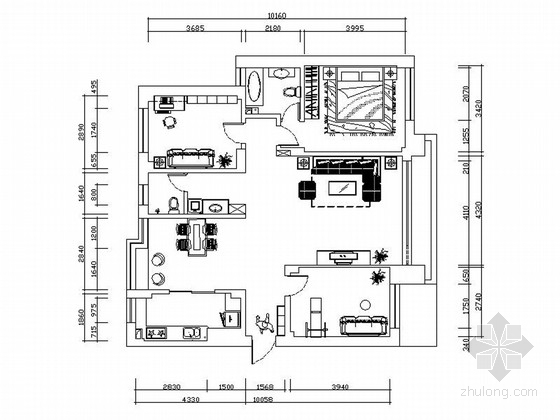 130平现代风格三居室室内九游体育施工图（含效果）