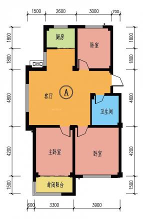 90三室一厅九游体育设计图_三室二厅九游体育效果图_3室2厅1卫户型图九游体育