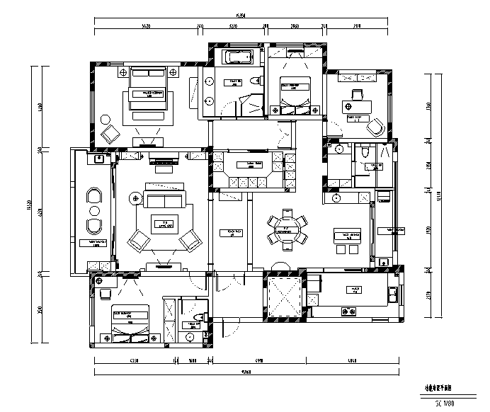 简约优雅美式风格样板间设计施工图（附效果图）