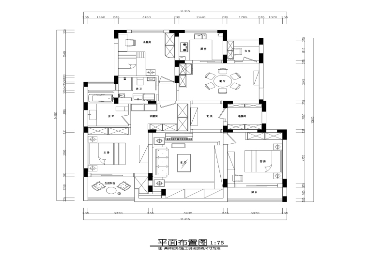 [北京]现代住宅设计施工图+效果图（JPG+CAD）32页