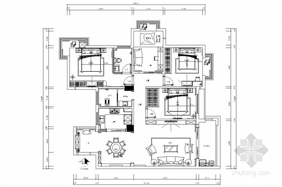 [长沙]环境优雅高层住宅简欧风格三居室九游体育图（含效果图）