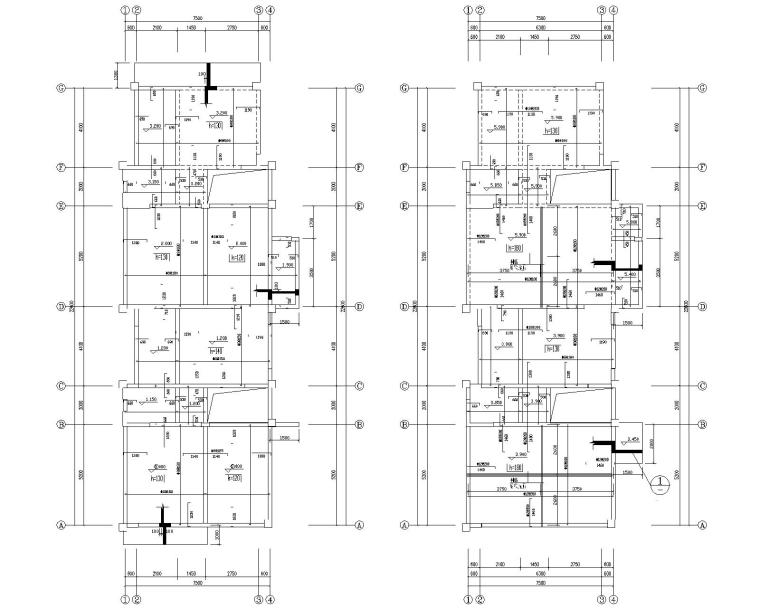 某三层直拼别墅混凝土结构施工图（CAD）