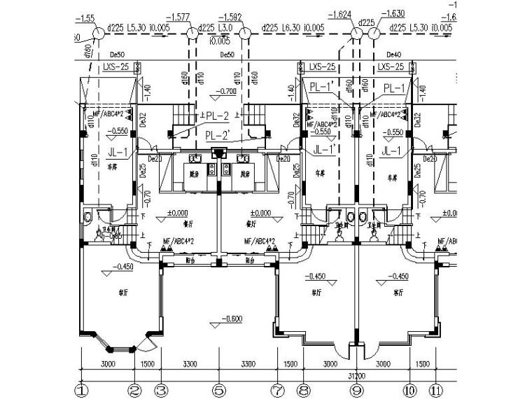 恒茂·天鹅堡三层别墅给排水设计施工图（CAD,4张）