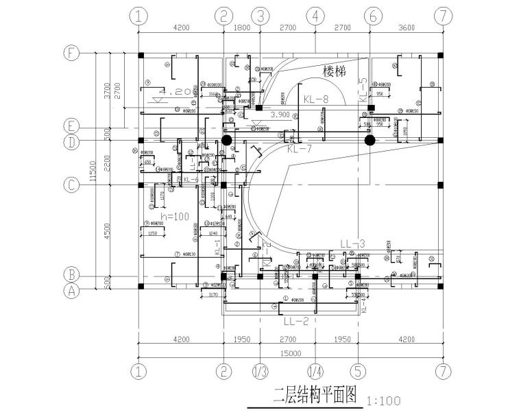 某三层别墅混凝土结构施工图（CAD）