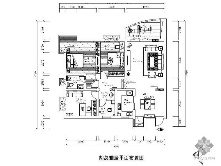 现代三室二厅平面图