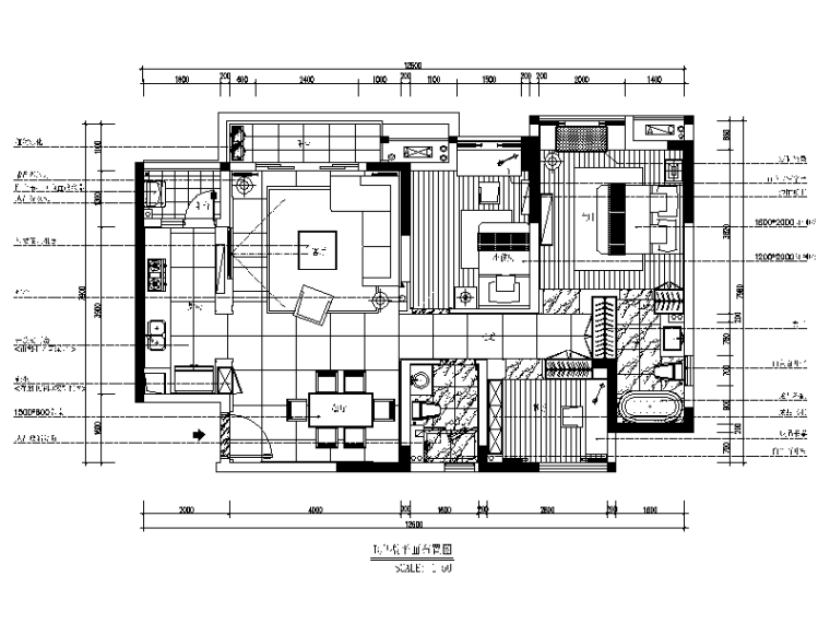 现代风格样板房CAD施工图（含效果图）