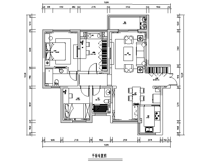 110平米地中海风格三居室住宅设计施工图（附效果图）