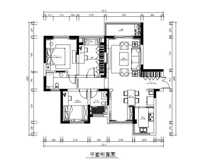 [江苏]地中海风格样板房设计CAD施工图（含效果图）