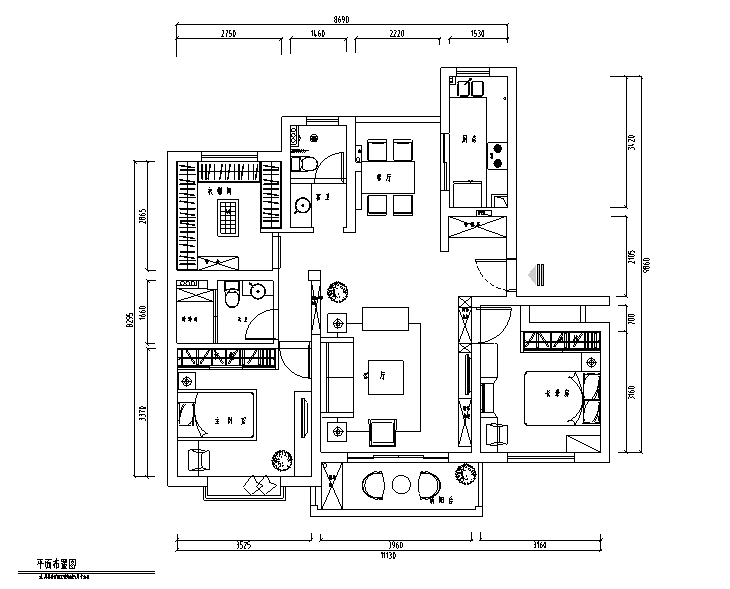 简约清雅现代简约三居室住宅设计施工图（附效果图）