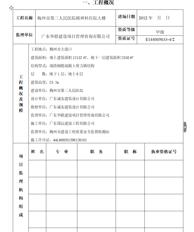 房屋建筑工程和市政基础设施工程质量评估报告（共9页）