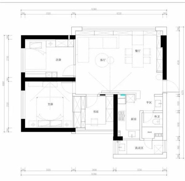 89平米小三房10万九游体育户型图