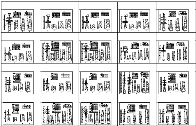 电力设计院35~110kV铁塔cad图集电力电气dwg图纸