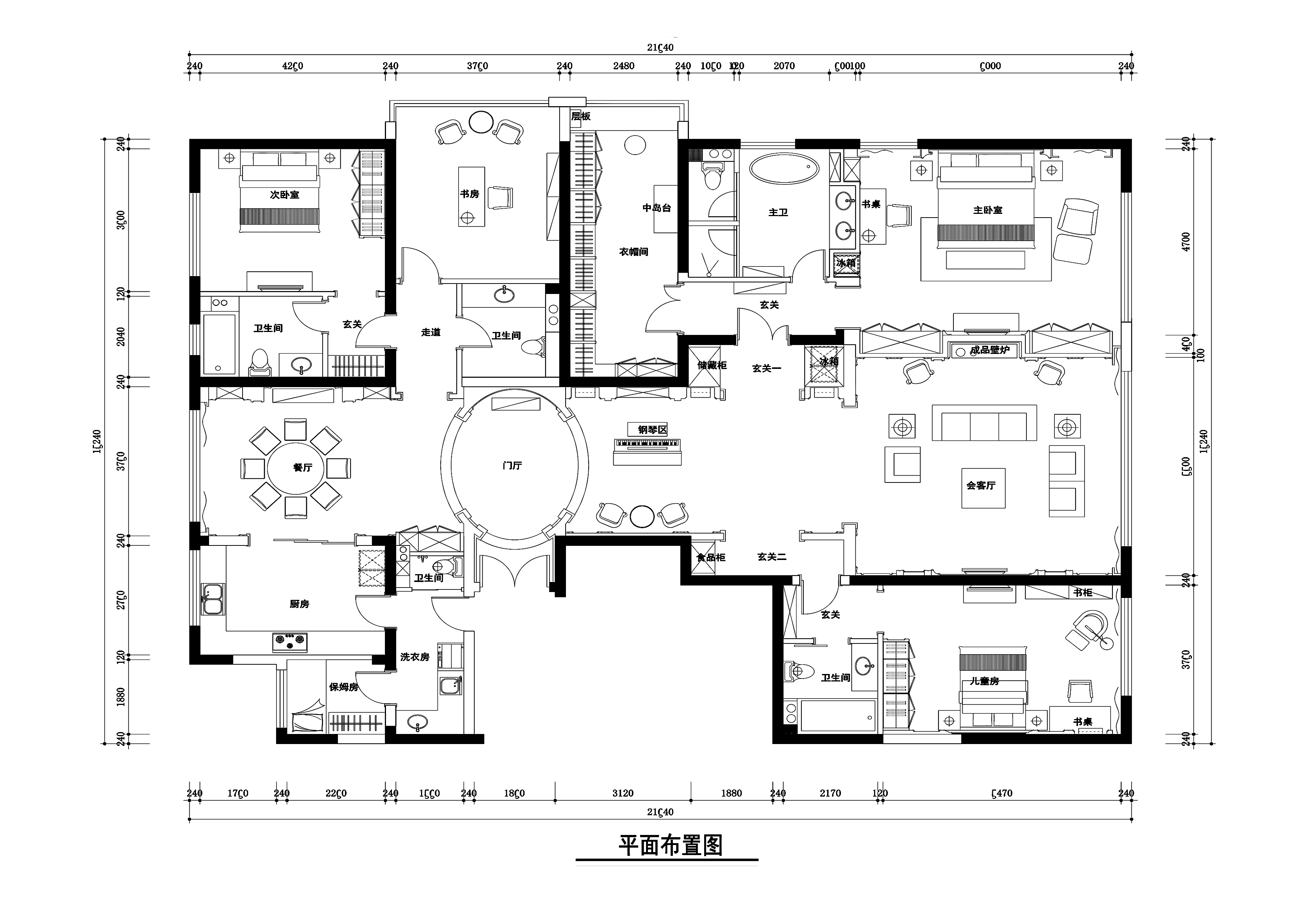 北京西山一号苑300平公寓九游体育施工图+效果图