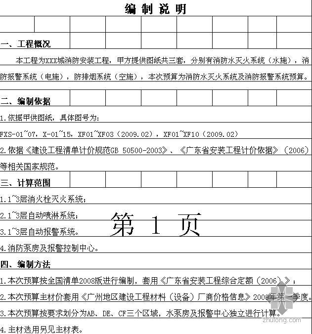 广州某商场安装工程清单计价实例（2009-1）