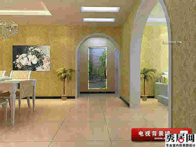 冀客厅拱形门洞垭口玄关手绘风景画 创意色彩手绘风景装饰画九游体育图