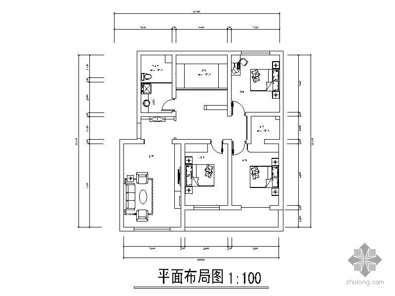 现代乡村风格三室两厅九游体育施工图（含效果图）