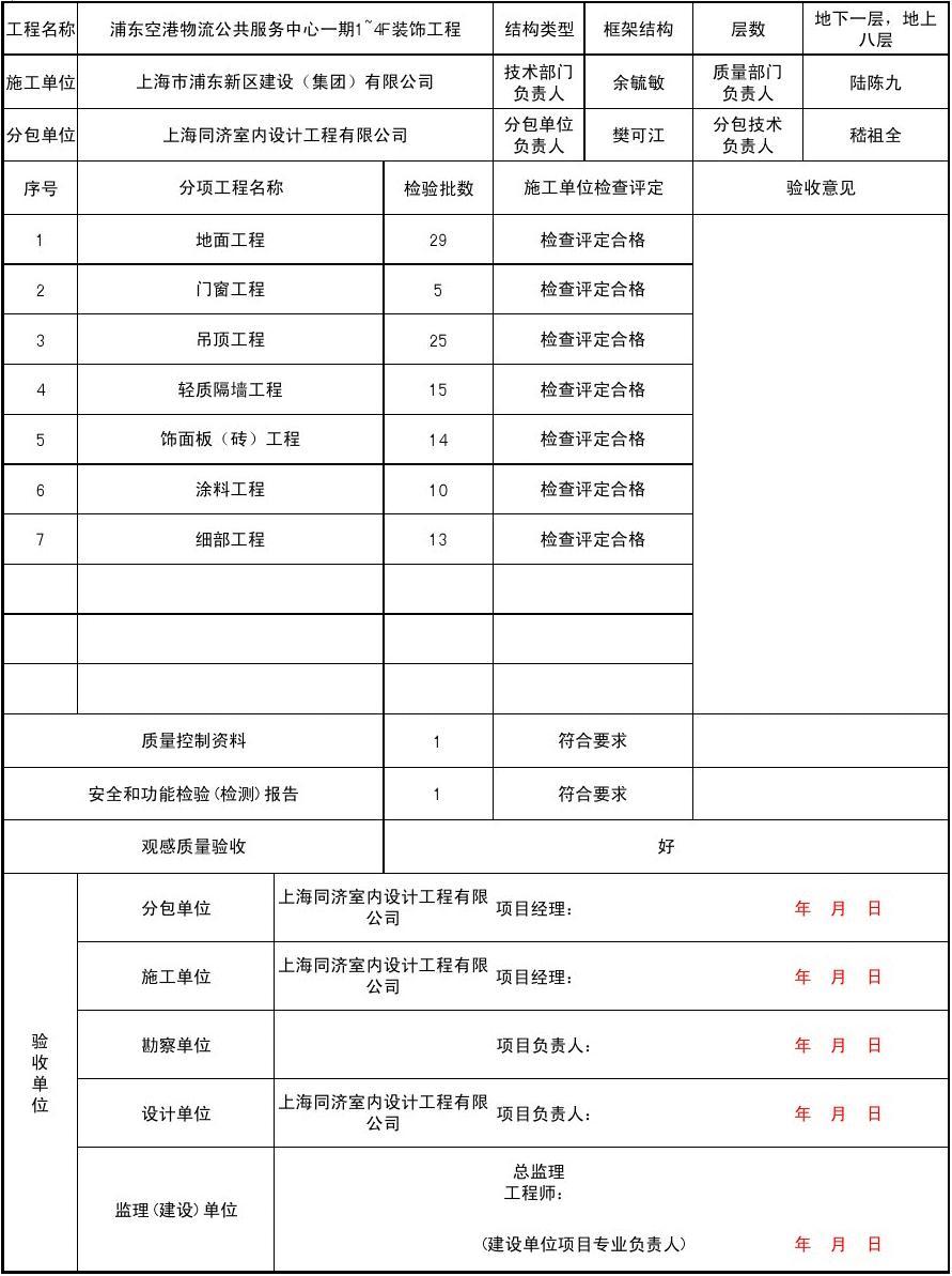 家装室内九游体育竣工验收表_家装工程流程验收表_竣工验收单 算验收