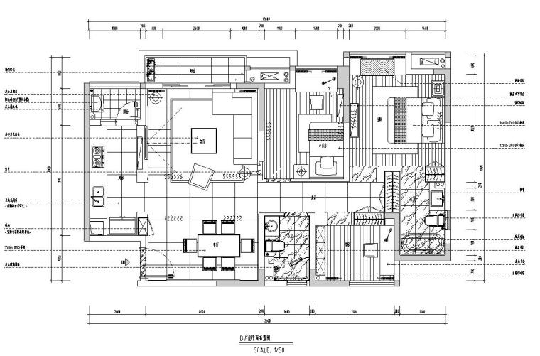 丽景紫园B户型现代风格效果图-施工图设计