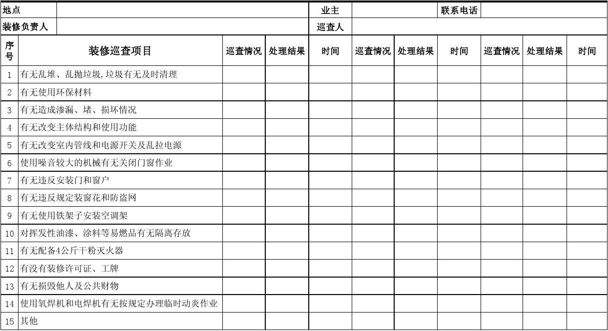 物业九游体育巡查记录表_室内九游体育施工安全巡查表_网吧安全巡查记录表