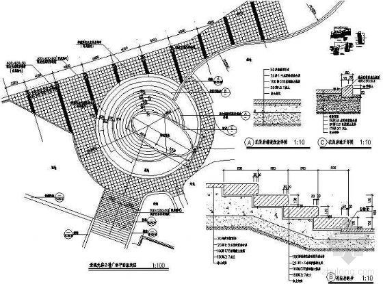 圆形小广场铺装平面及做法详图
