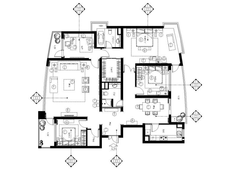 上海世纪花园欧式简约样板房九游体育施工图（附效果图）