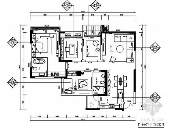 [四川]100平米三室两厅样板房施工图