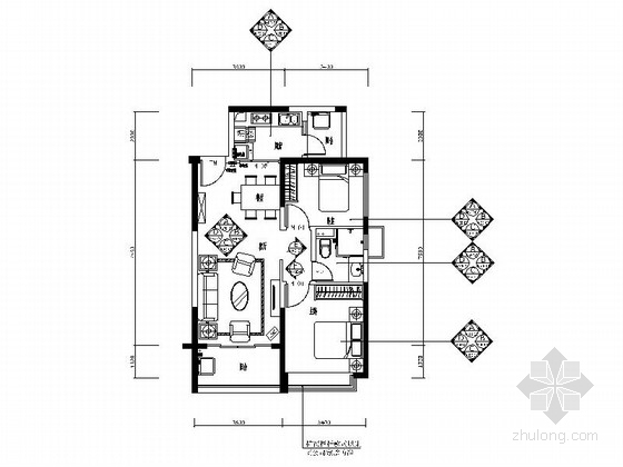 [广东]某花园小区两居室样板间竣工图