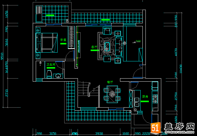 二室二庭房屋九游体育水电施工图_南京房屋水电维修_房屋水电九游体育走线图