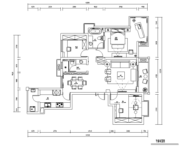 [江苏]现代简约三居室平层公寓设计施工图（附效果图）