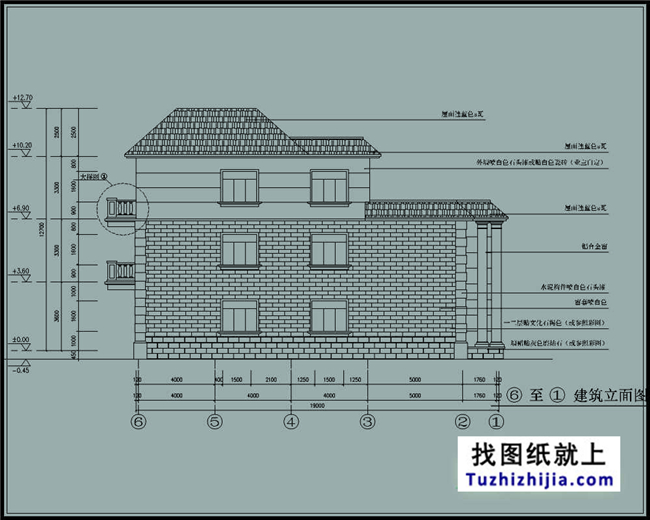 130平方米新农村三层别墅建筑施工图及效果图,19X9米