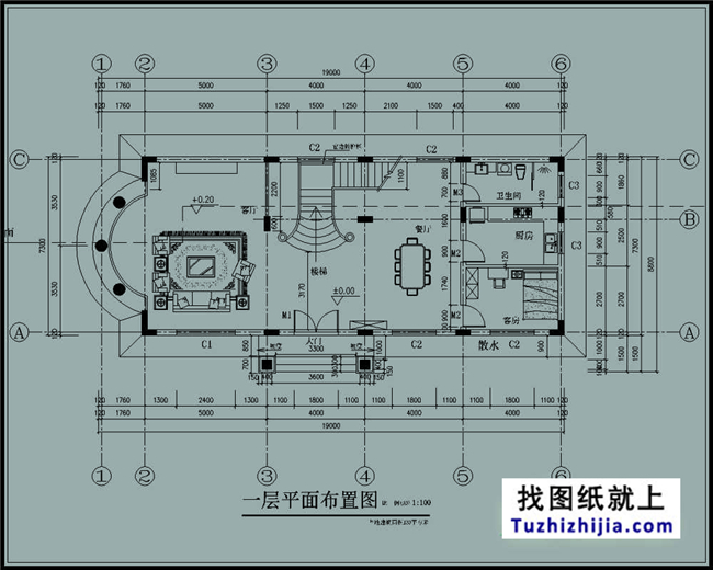 130平方米新农村三层别墅建筑施工图及效果图,19X9米