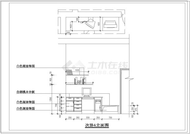 50米平跃层户型室内家庭设计九游体育cad施工图-图十一