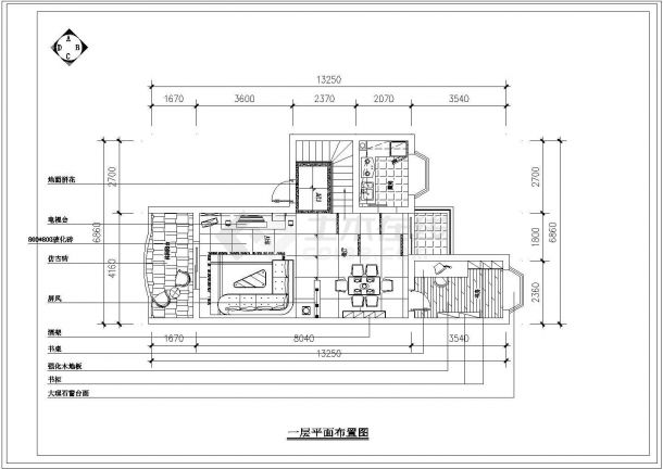 50米平跃层户型室内家庭设计九游体育cad施工图-图三