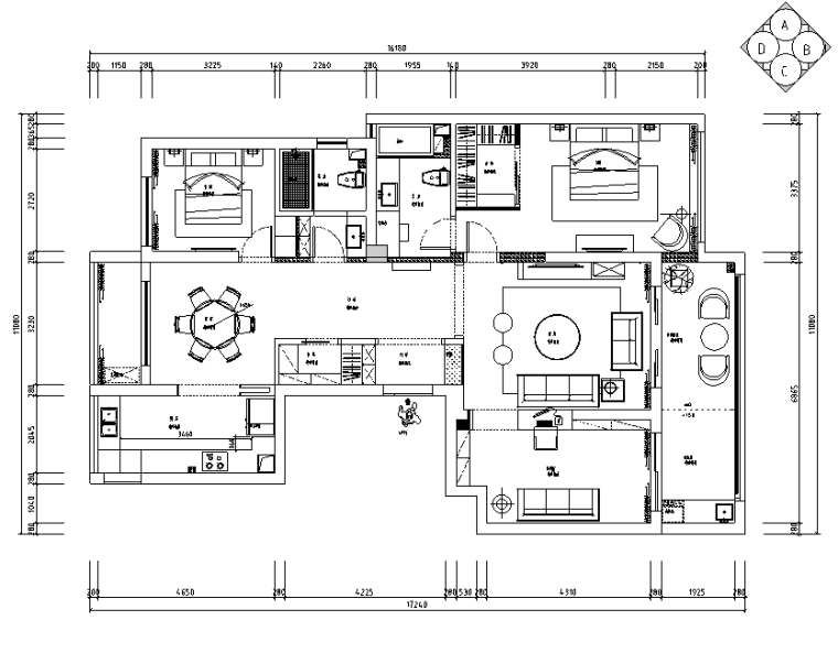 御河湾140平米现代简约住宅设计施工图（附效果图+3D模型）